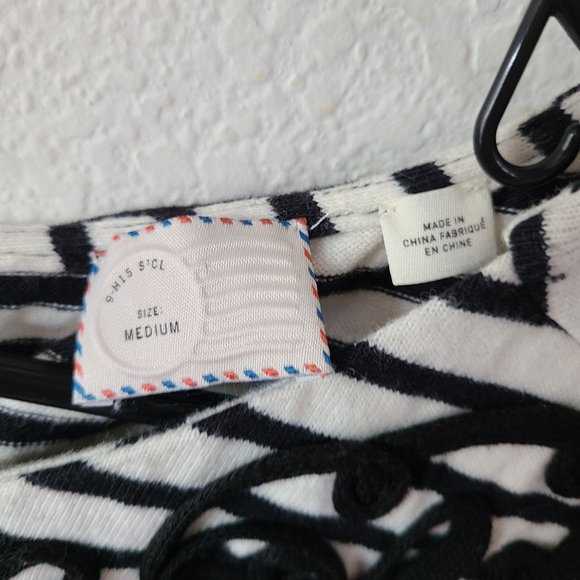 Anthropologie Postmark Black White Striped Filigree Shirt Dress Women's Sz M - Picture 4 of 11